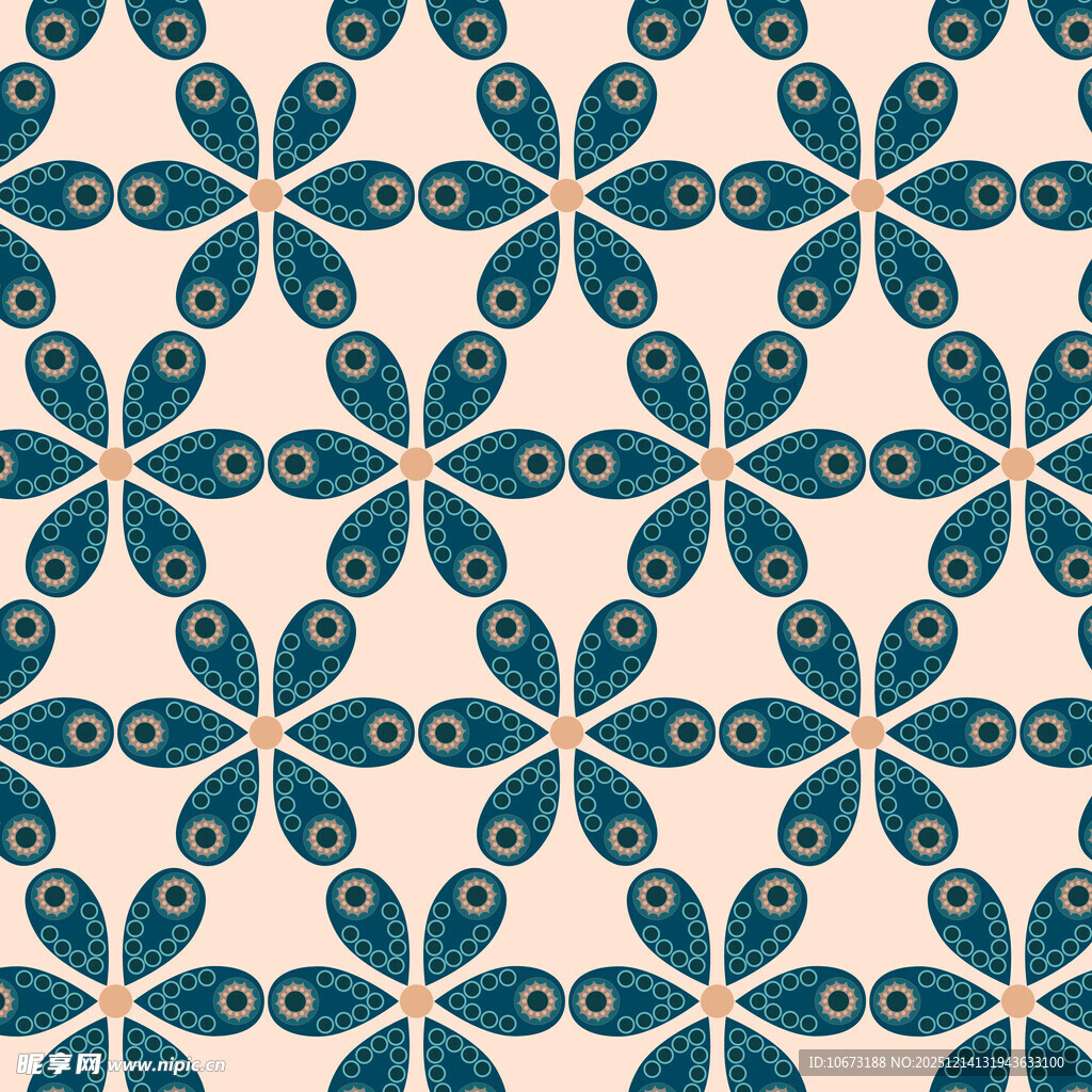 蓝绿几何花纹图案设计