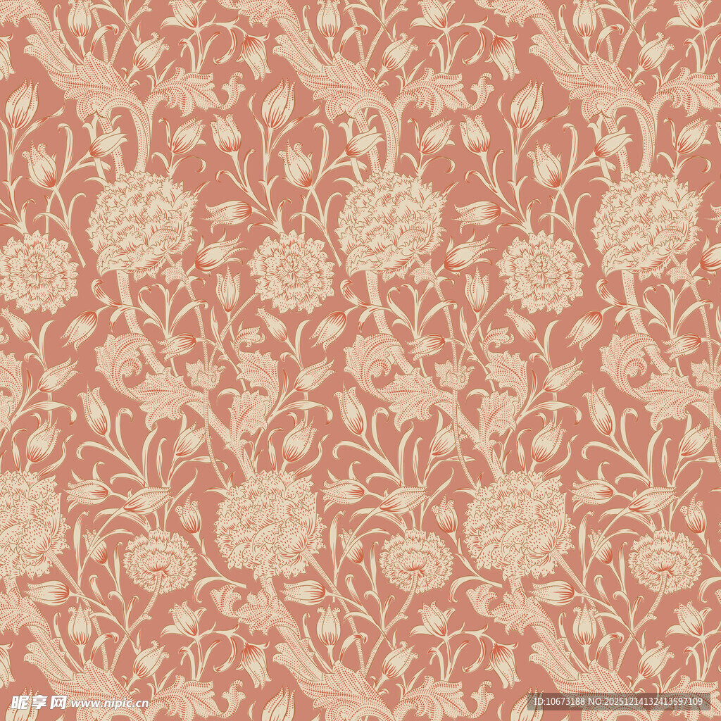 复古花卉图案纹理背景