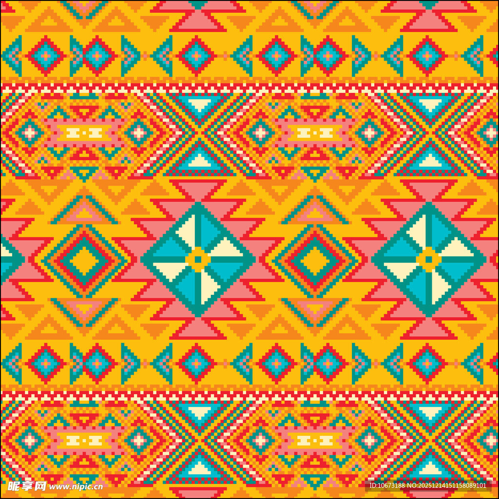 多彩民族风几何图案纹理