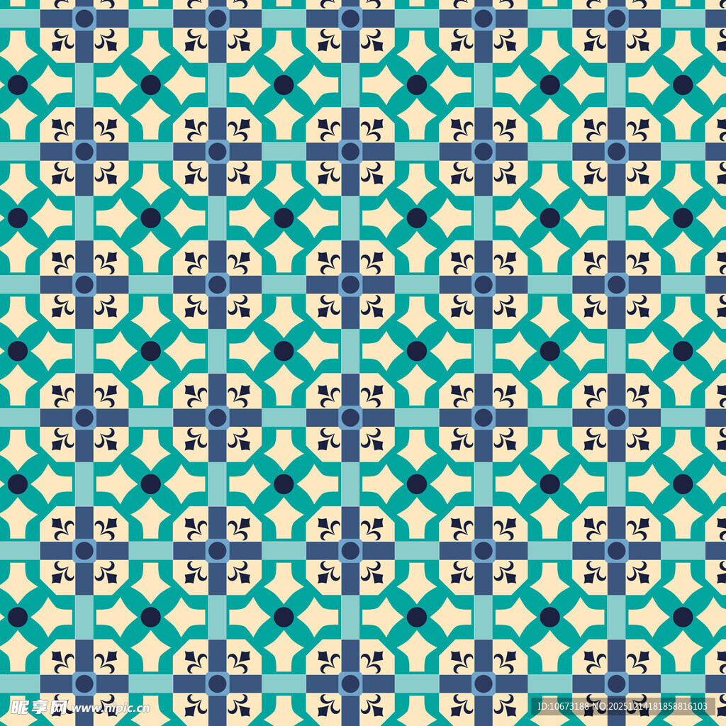 蓝绿几何图案无缝背景