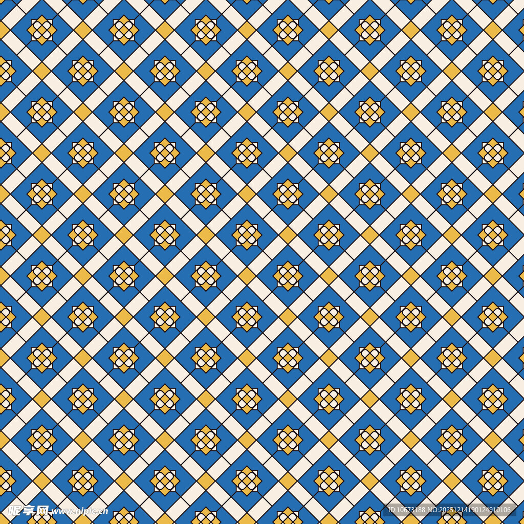 蓝黄几何图案无缝背景