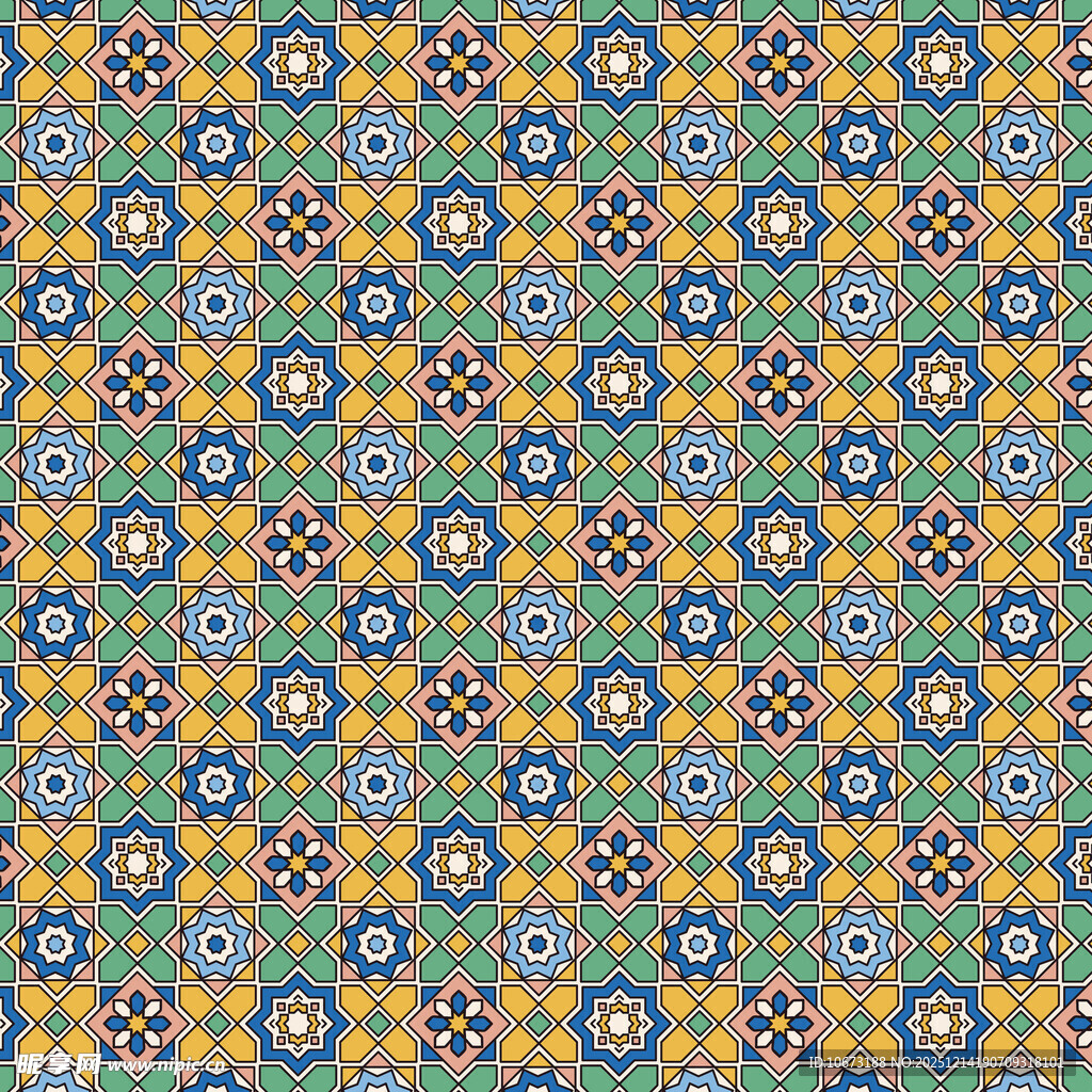 多彩几何花卉图案纹理