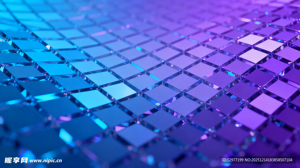 梦幻蓝紫方块光影背景