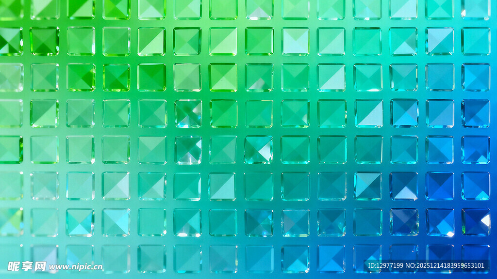 渐变蓝绿几何方块背景图