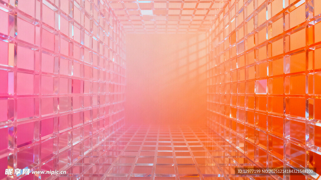 绚丽多彩的几何空间隧道