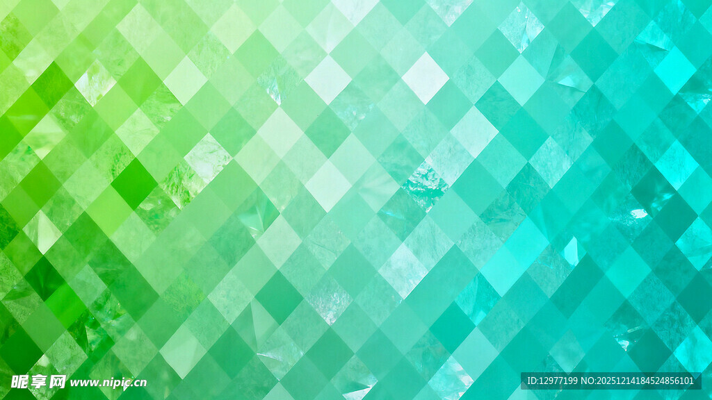 渐变绿蓝几何方块背景图
