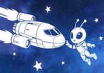 太空飞船和外星人矢量画