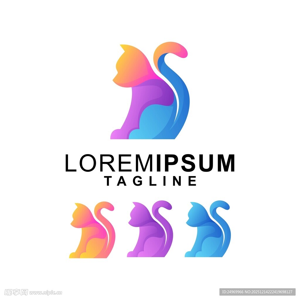 多彩猫咪标志设计