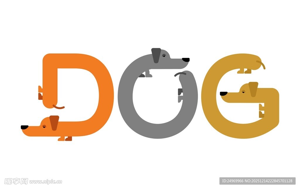 创意狗狗字母设计图案