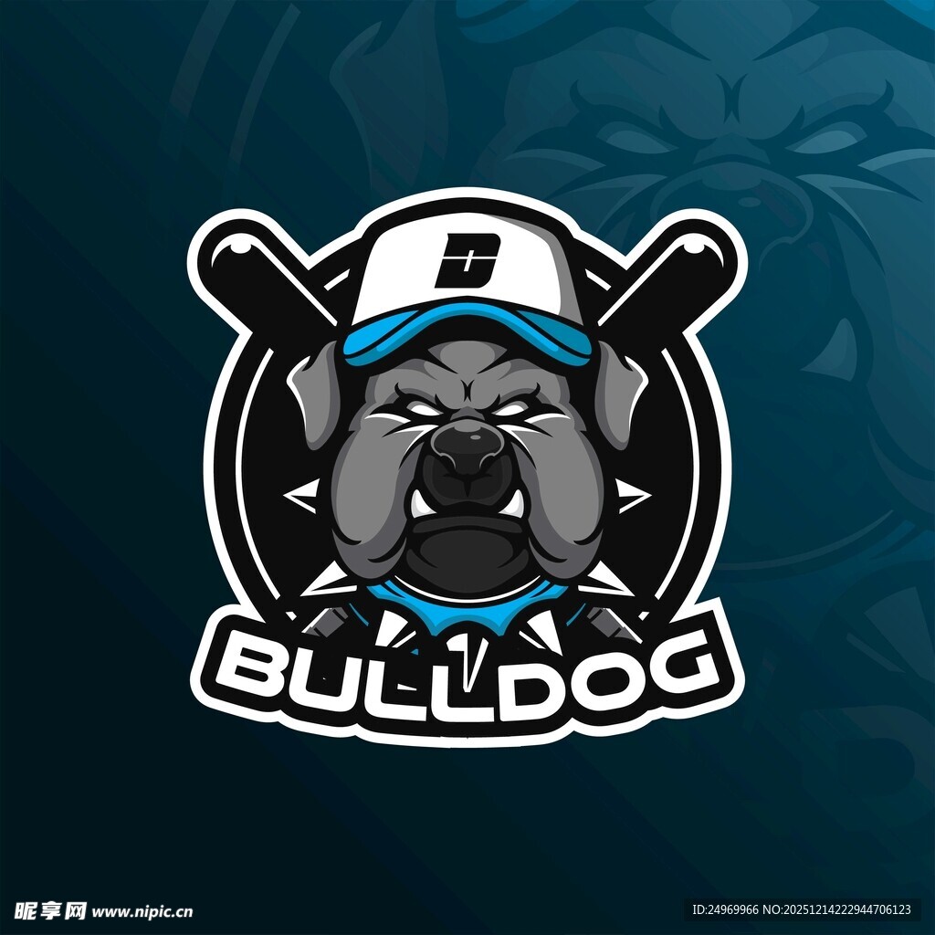 斗牛犬棒球主题标志