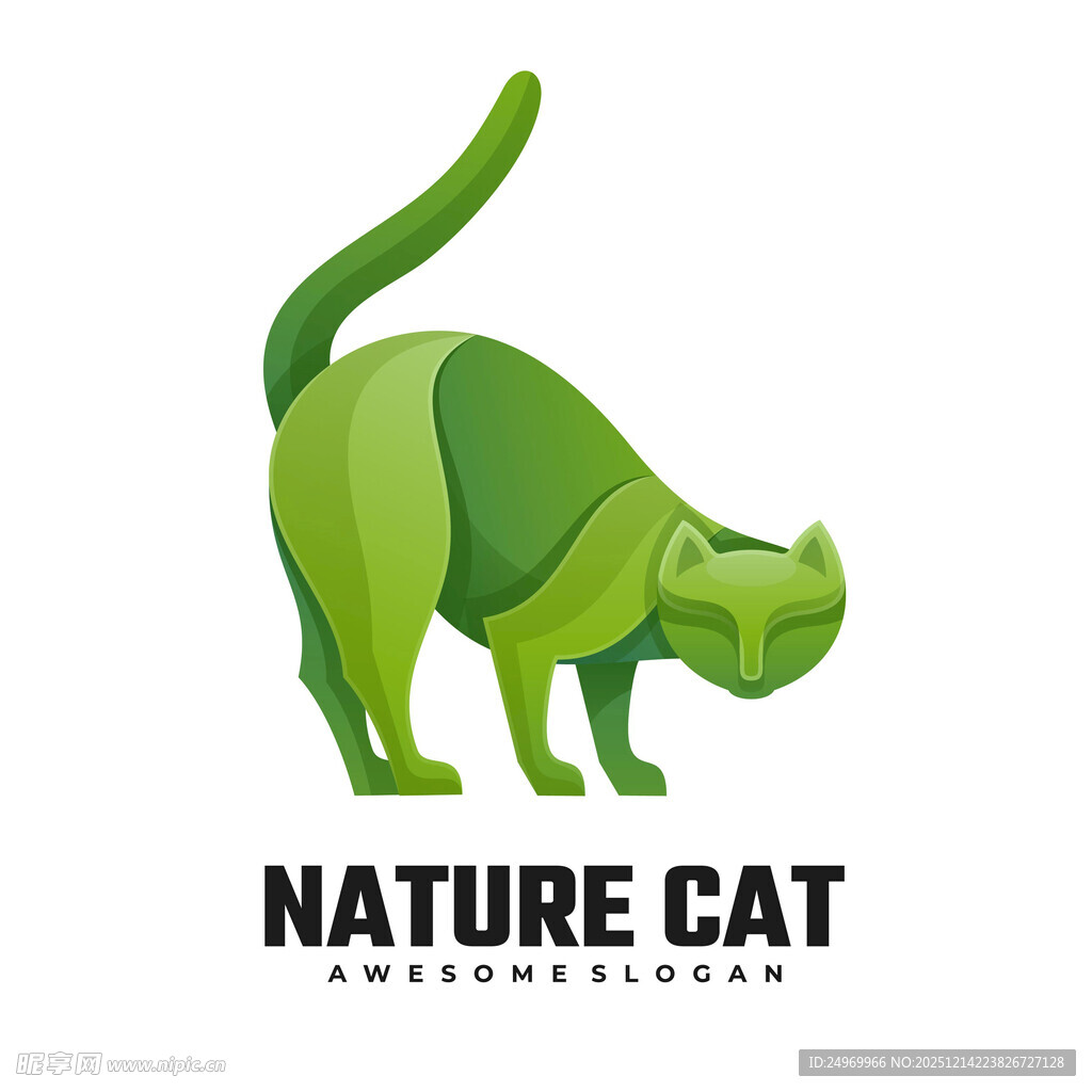 绿色自然猫形象标志
