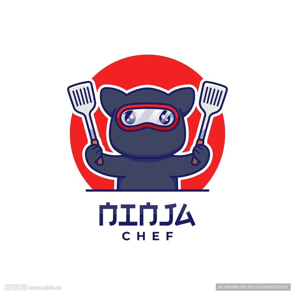 忍者厨师标志设计