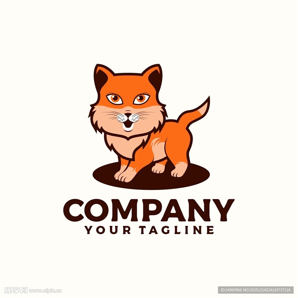 可爱橙色小猫公司标志