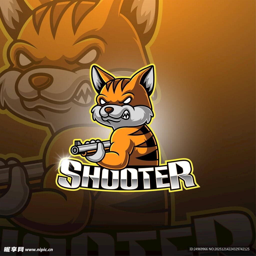 卡通老虎射手标志设计