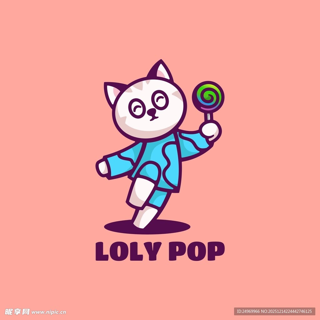 手持棒棒糖的可爱猫咪