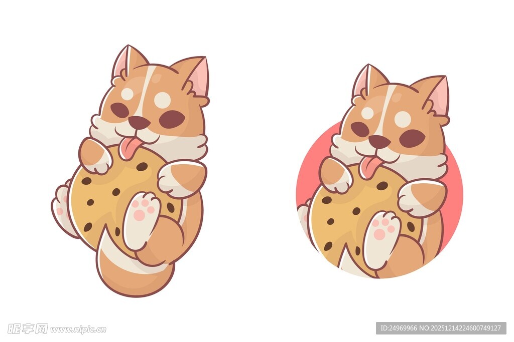 抱饼干的可爱猫咪插画