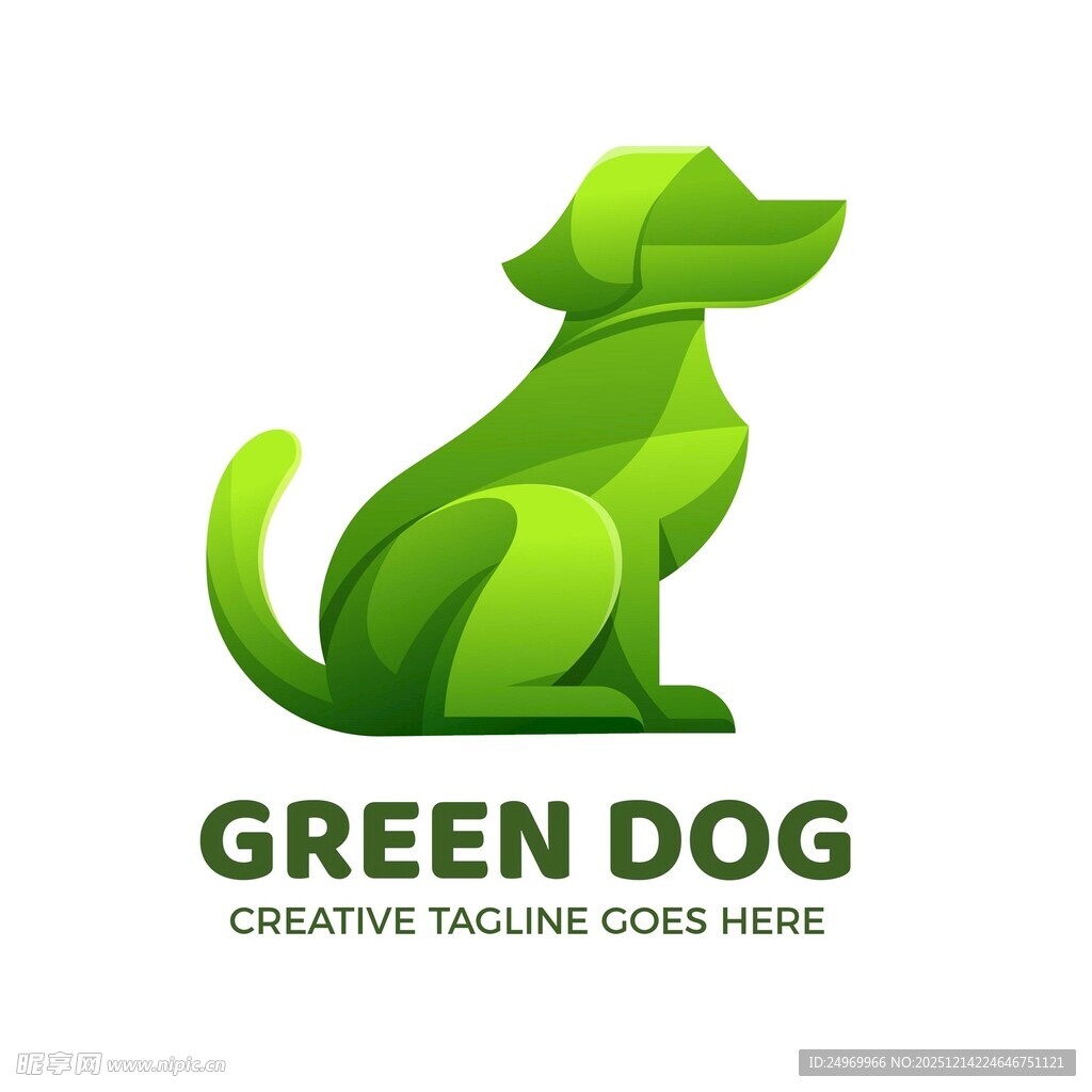 绿色狗狗创意标志设计