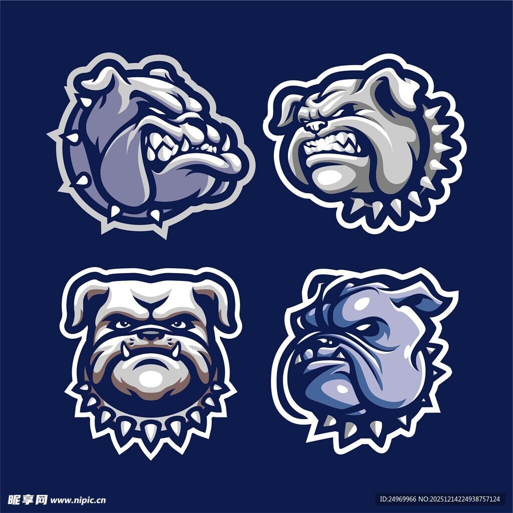 斗牛犬头像标志设计