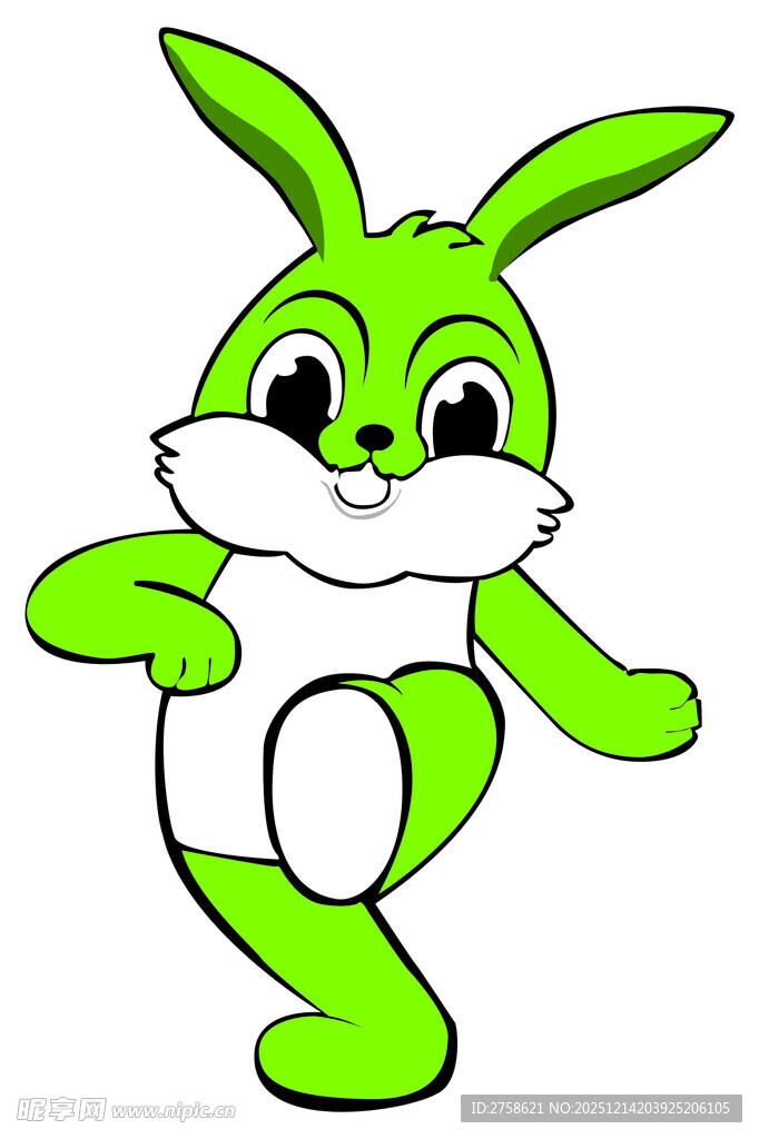 绿色卡通兔子欢快起舞