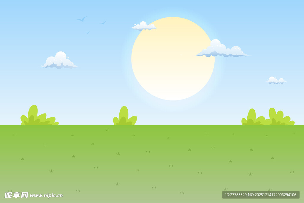 蓝天草地插图
