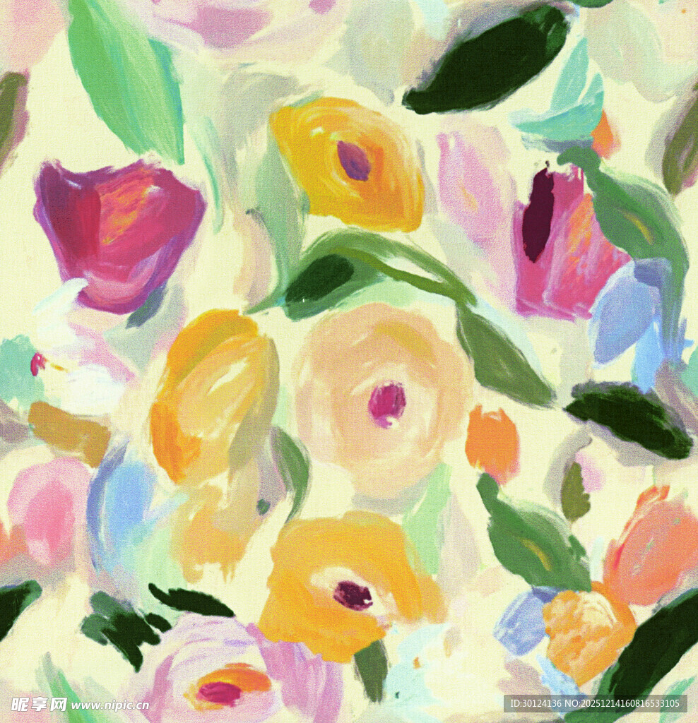 多彩花卉抽象画