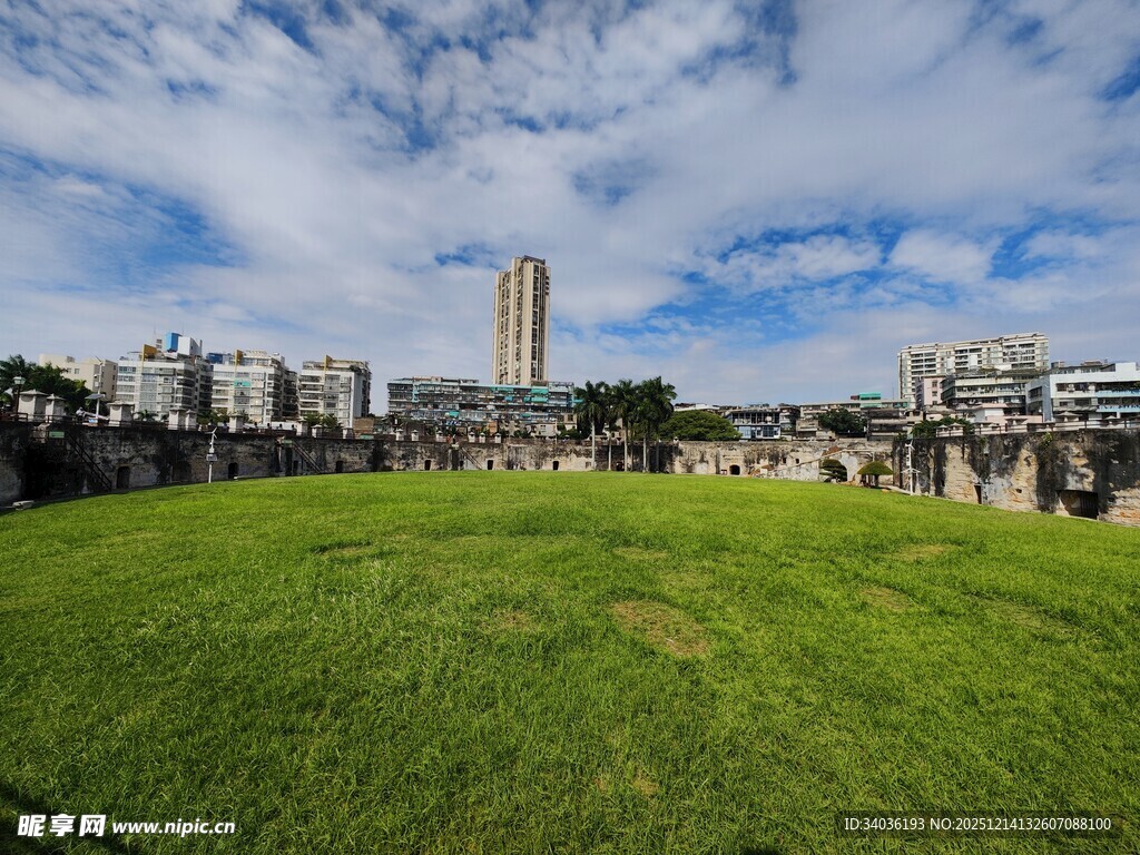 城市中开阔的绿草地景观