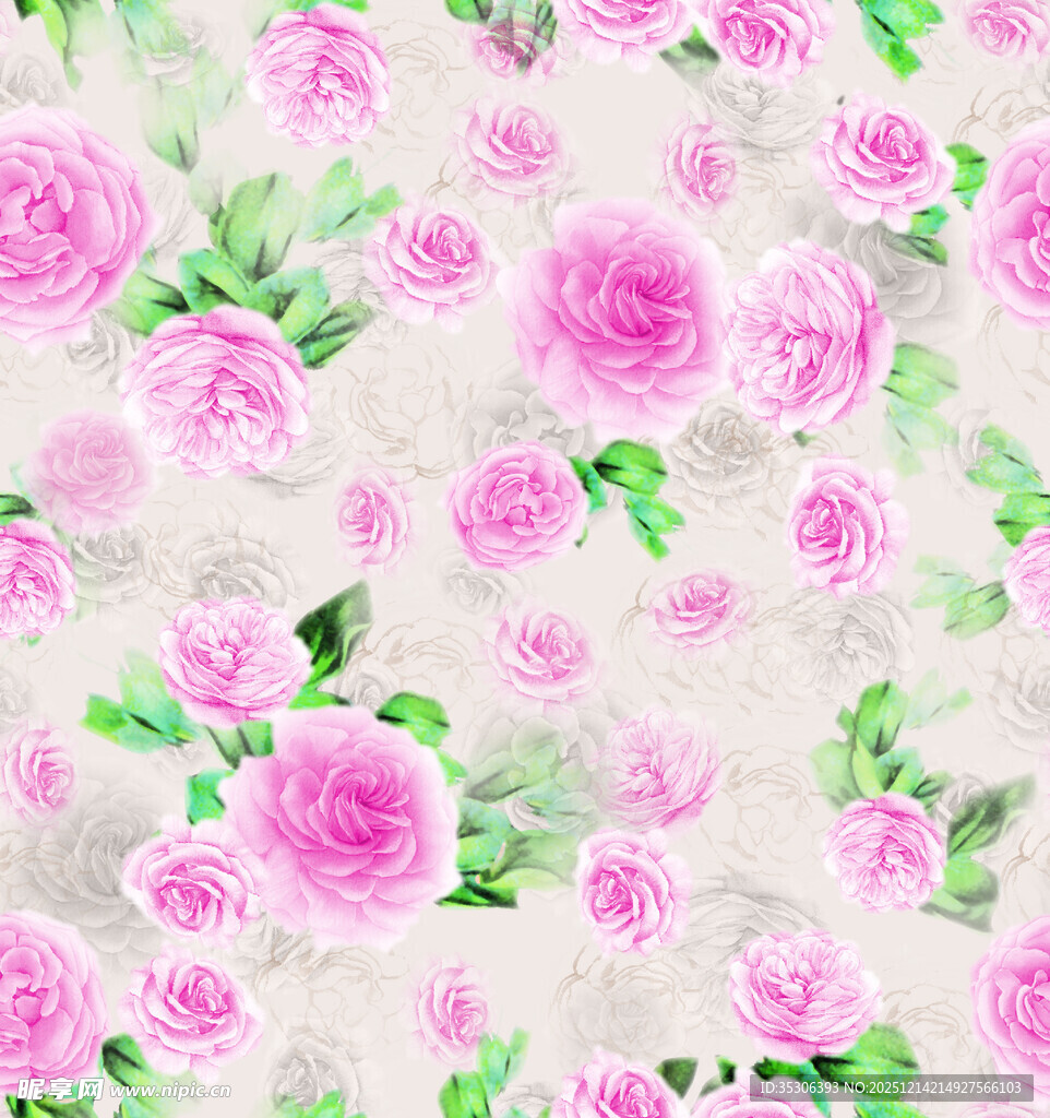 粉色玫瑰花卉图案背景