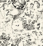 黑白手绘奇幻场景图案