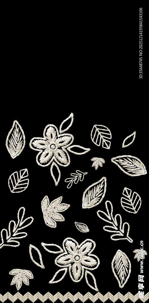 黑白花卉图案装饰元素