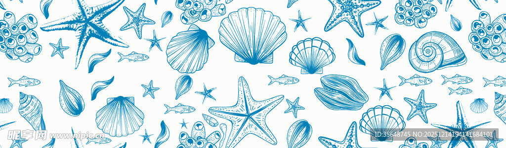 海洋元素手绘图案背景