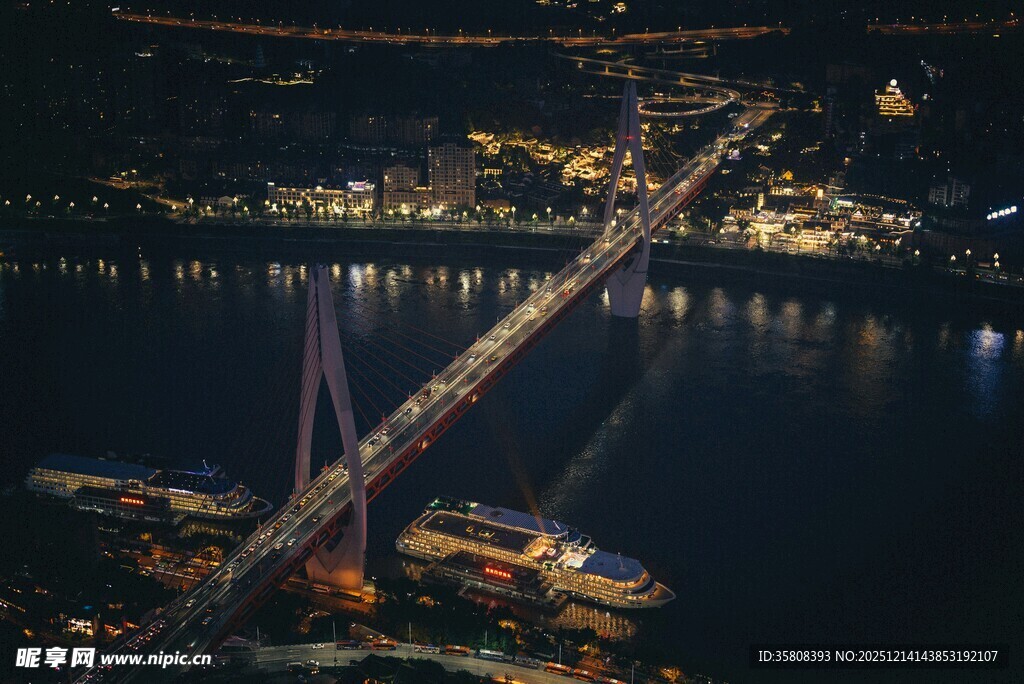 夜晚大桥夜景图