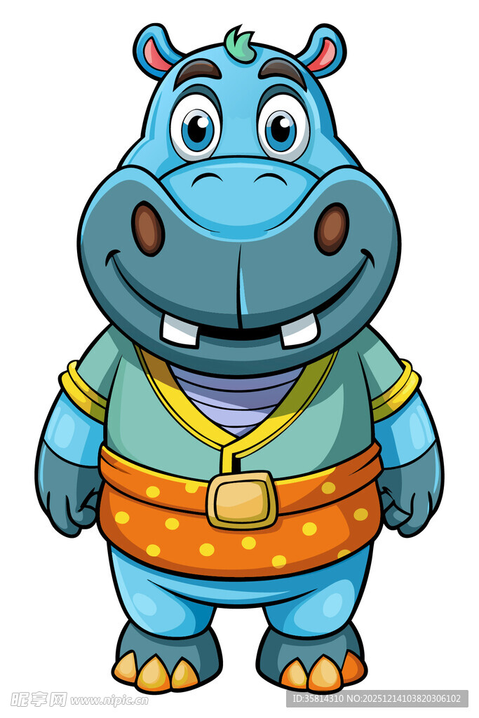 卡通河马形象身着特色服饰