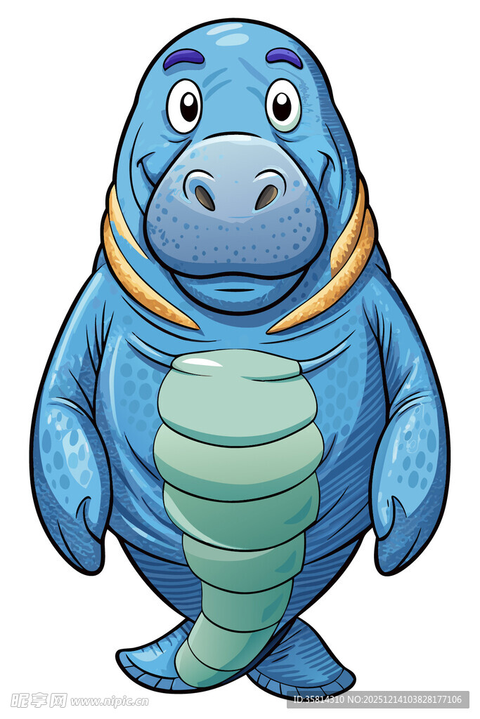 可爱蓝色海牛卡通形象