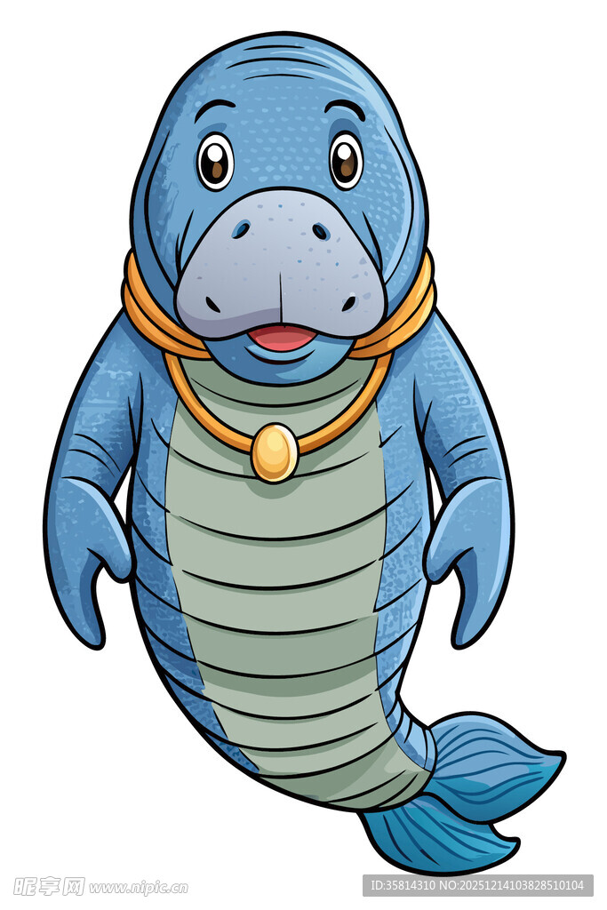 可爱蓝色卡通海牛形象