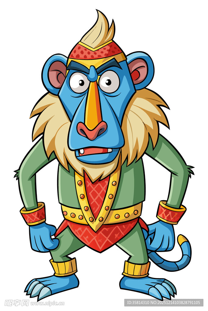 卡通蓝毛猴子形象
