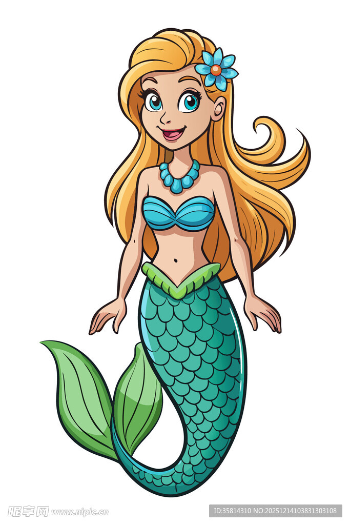 可爱金发小美人鱼形象