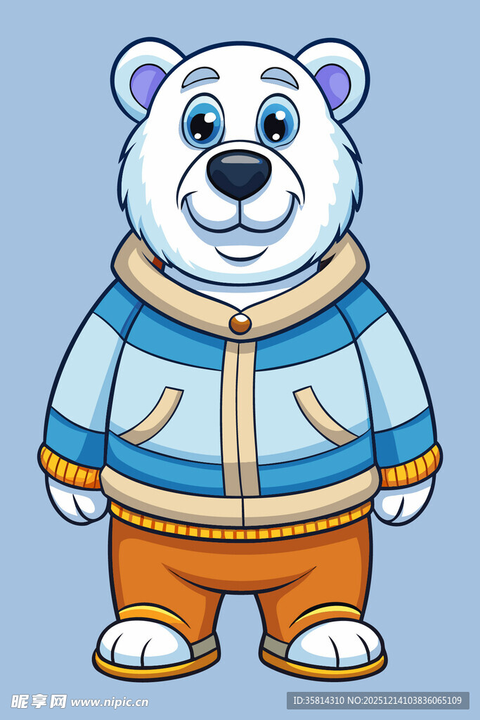 可爱卡通北极熊穿搭形象