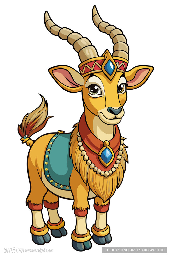 卡通装饰风的可爱小山羊