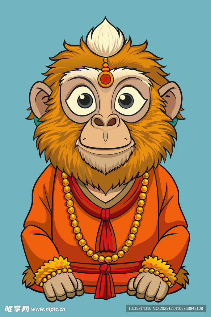 卡通红衣猴子形象