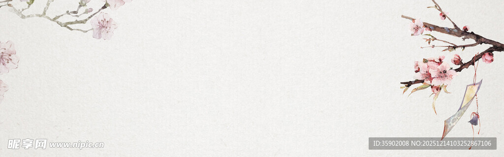 水墨风花枝图banne背景模板