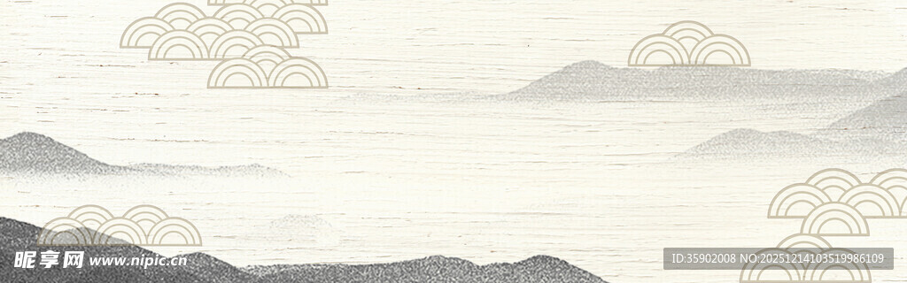水墨山水意境banne背景模板