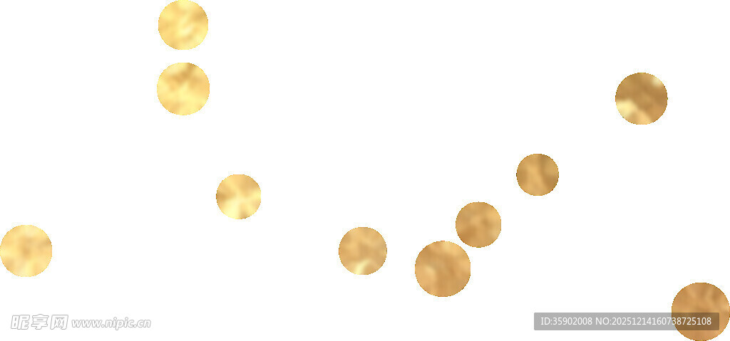 散落的金色圆形装饰物