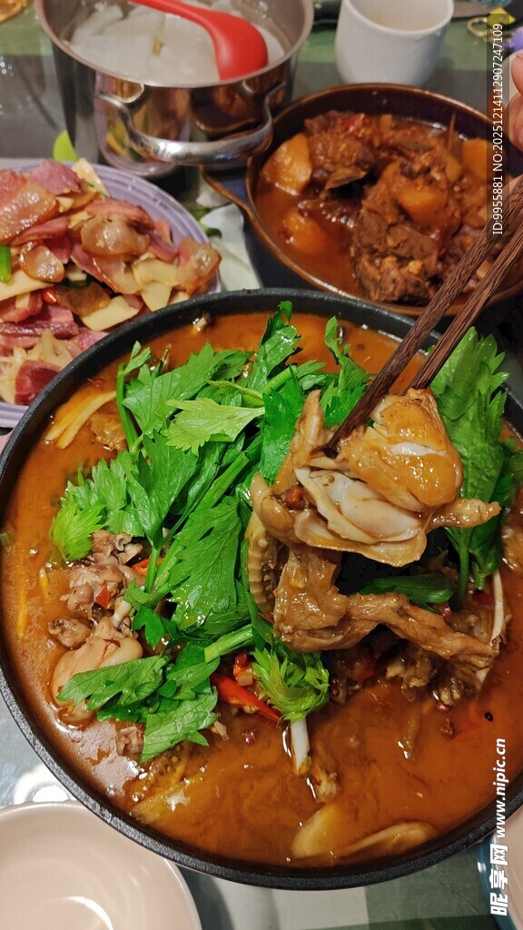 美味鸡肉火锅鲜香诱人