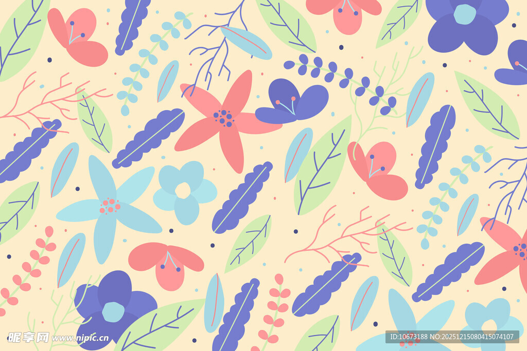 海洋风花卉图案背景