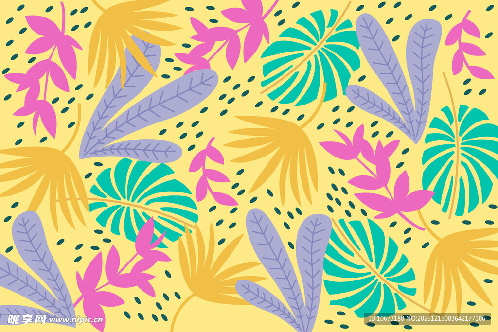 热带植物图案背景