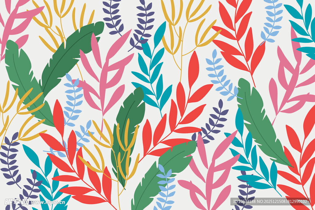 多彩植物图案纹理背景