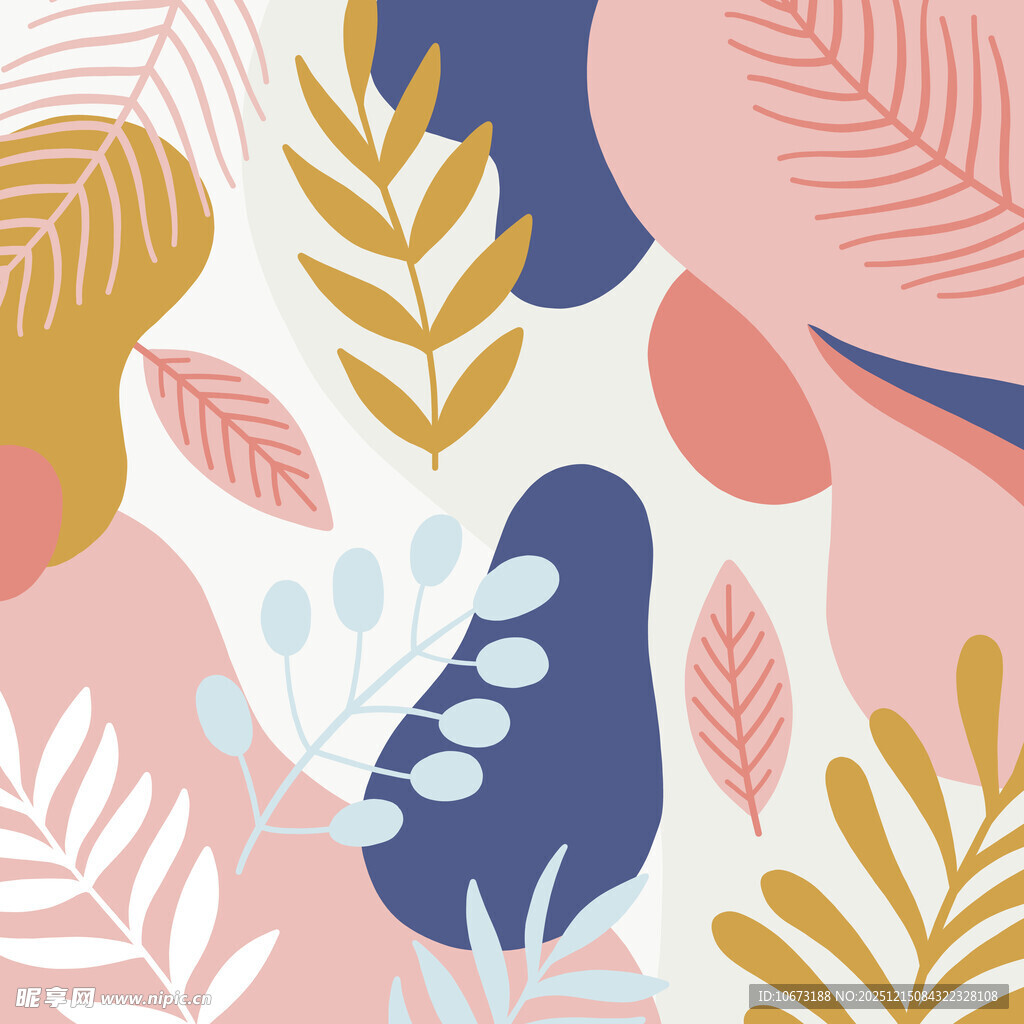 多彩植物图案背景