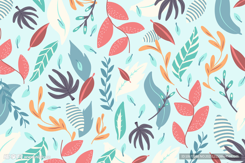 多彩植物图案背景