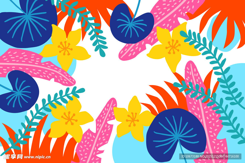 热带花卉植物装饰图案