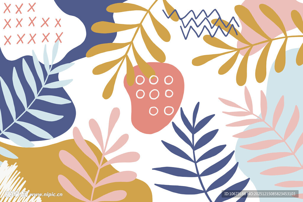 多彩植物花卉图案背景